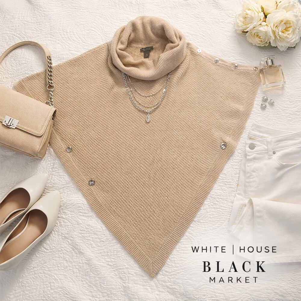 White House Black Market Waffle Fabric Poncho Sz. M